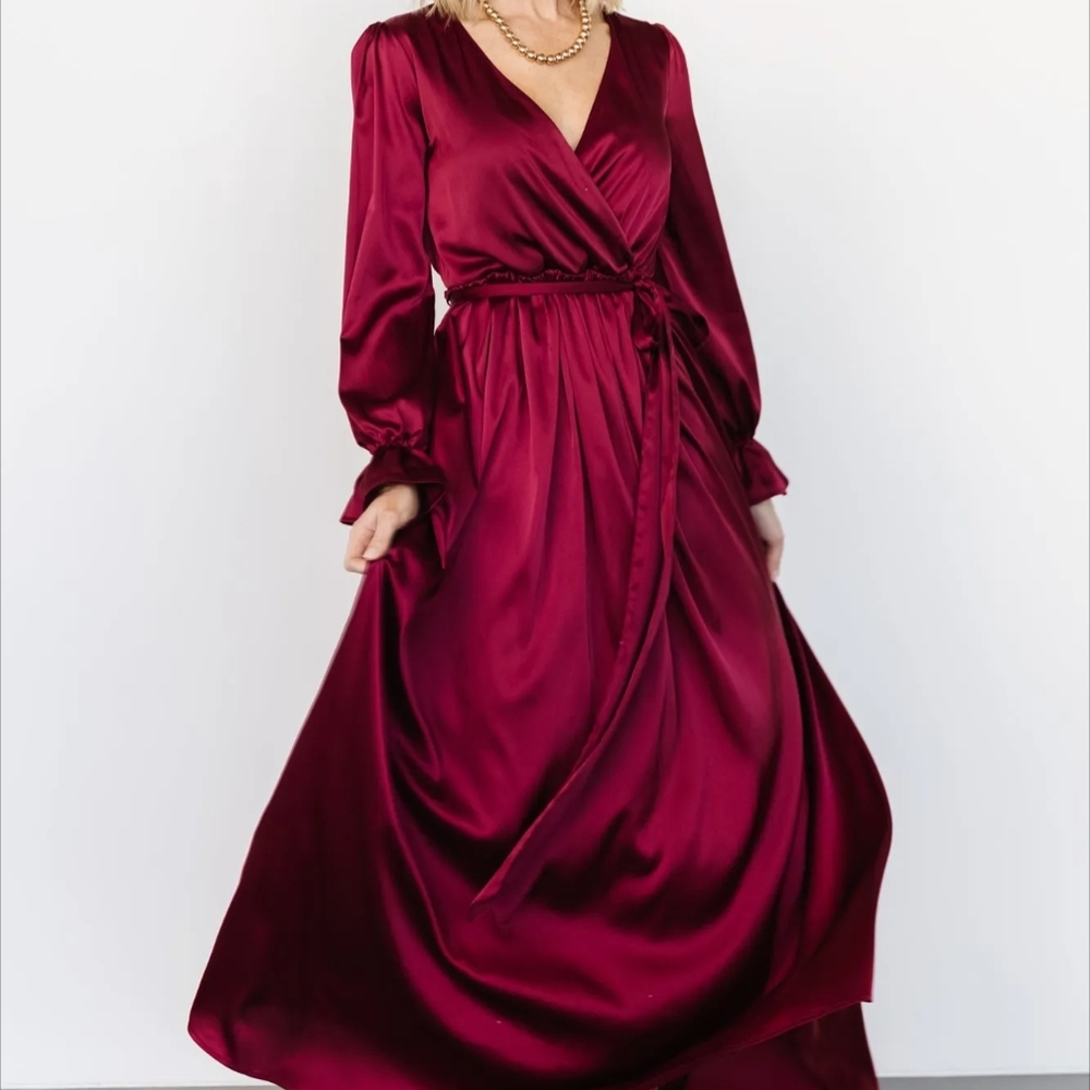 Elegant Burgundy Wrap Dress